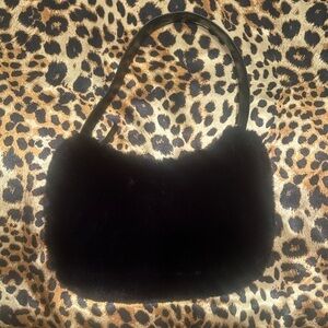 H&M Black Faux Fur Small Shoulder Bag
